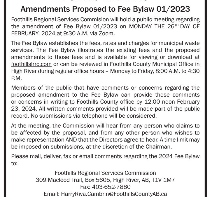 Proposed 2024 Fee Bylaw